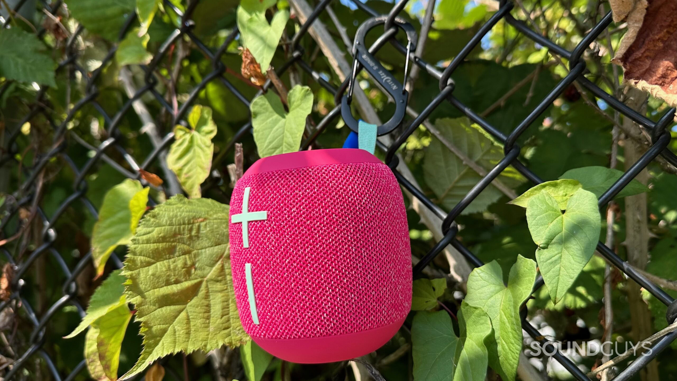 UE Wonderboom Hanging A UE Wonderboom 4 hanging from a fence.